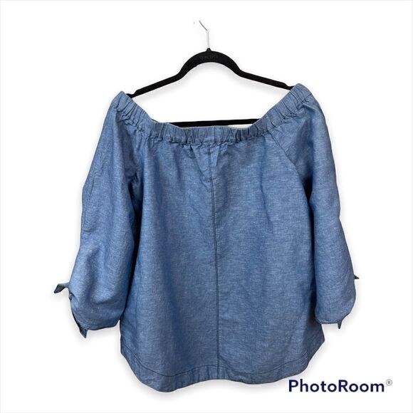 Free People Off the Shoulder Top in Chambray, size S - EUC - Picture 4 of 11